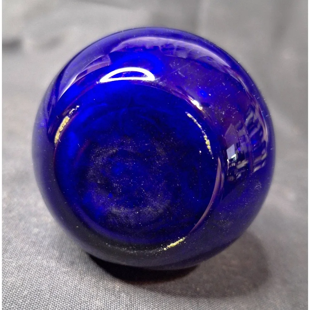 Vintage Cobalt Blue Glass Bud Vase 7‎ Inch Mid Century Modern Bulbous Base
